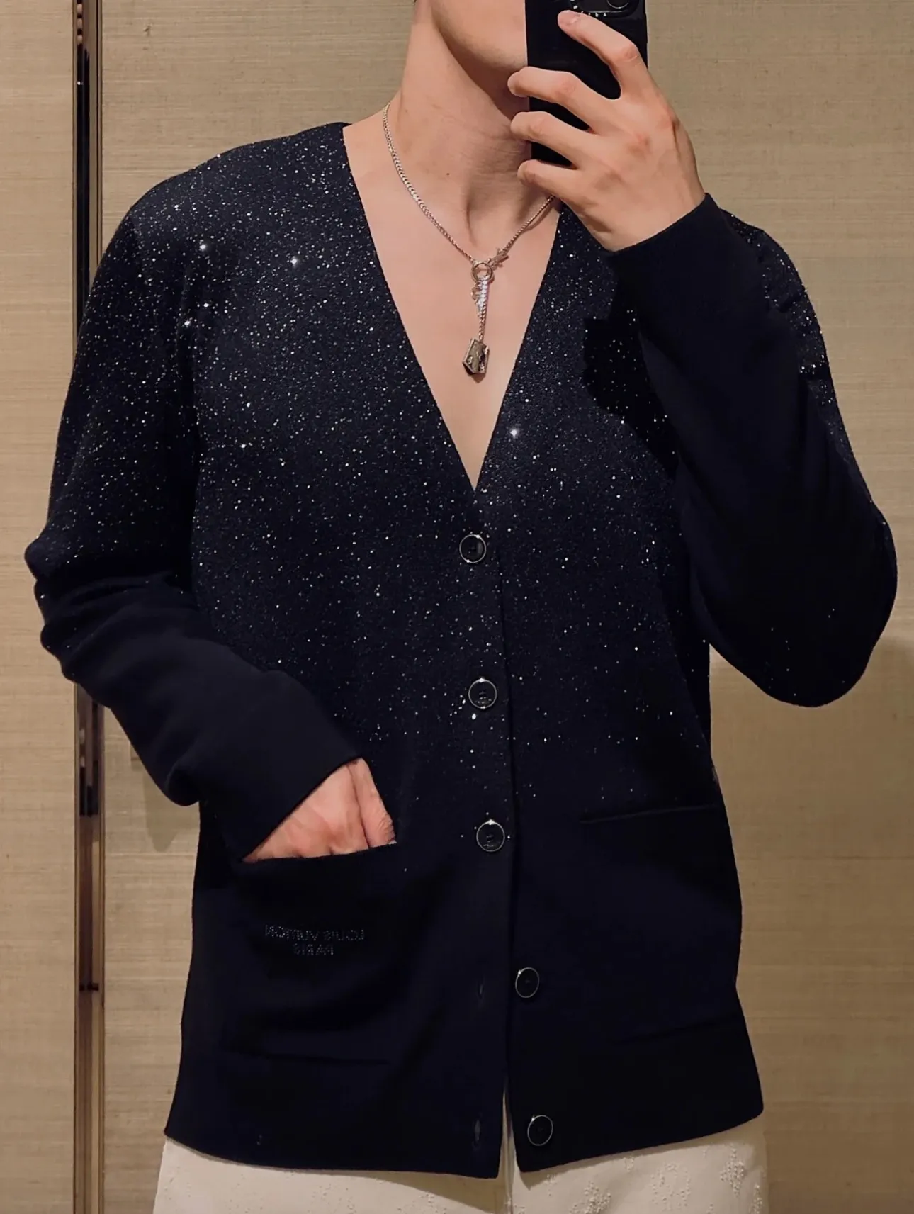 Louis Vuitton/Louis Vuitton starry V-neck sequined knitted cardigan